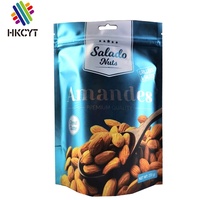 Sacs alimentaires Pochette debout Échantillon gratuit Feuille d'aluminium Snack Candy Plastique Étanche Boîte à gâteau en or avec fenêtre Sécurité LDPE Accept