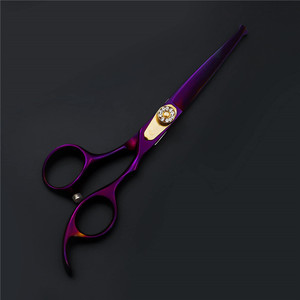 Tijeras de peluquería Suzhou de 6 pulgadas, tijeras de entresacar de acero inoxidable, herramientas de belleza para diestros, con revestimiento morado, PK - Product Image 3