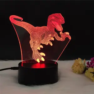 Süper güçlü dinozor lambası led 3D ışık gece