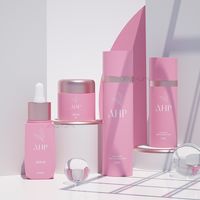 Set Cosmétique Vide pour Soins Corporels, Flacon de Lotion Airless Rose Rond Recyclé, Avec Logo Personnalisé, Emballage Frosted pour Peau