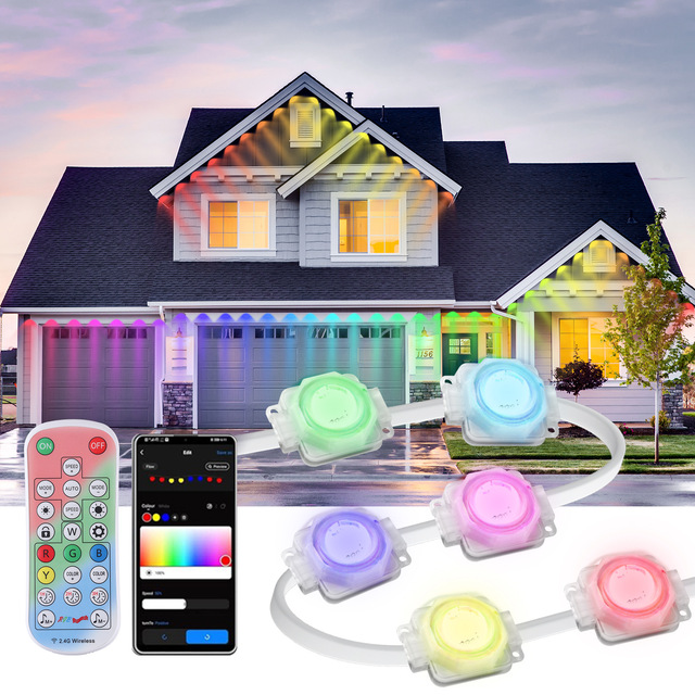 50FT 100FT Building Roof Lighting Permanent Outdoor Point Lights App Smart IP67 Waterproof RGBIC LED Christmas Decorations