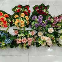 Bouquet de 18 roses artificielles en soie, style moderne, fait main, pour centre de table de mariage, arche de toile de fond, respectueux de l'environnement