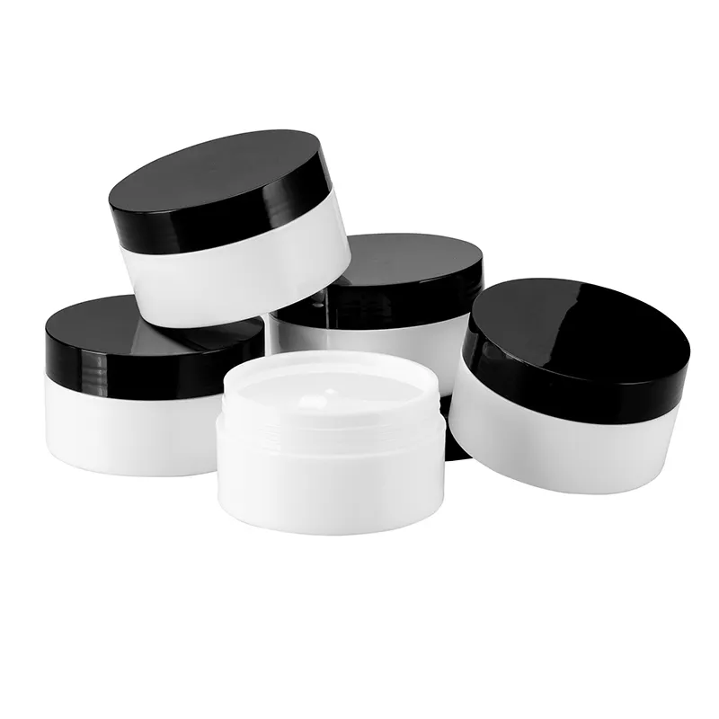 Envases de plástico para mascarilla, recipientes de embalaje para cosméticos, crema de esencia, color blanco y negro, 90g