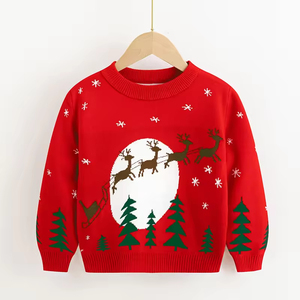 Suéter Infantil de Manga Larga con Estampado de Dinosaurios Navideños, Ropa de Invierno de Algodón para Bebés y Niños Pequeños - Product Image 1