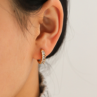 Серьги-кольца H&C Dainty с позолотой 18K PVD и цирконами, гипоаллергенные, из нержавеющей стали, для помолвки и вечеринок, для женщин