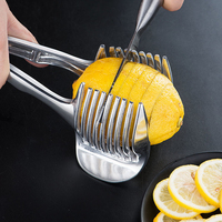 Draagbare Ronde Fruitsnijmachine Metaal Aluminium Ui Houder Handmatige Splinter Tomaat Snijmachine