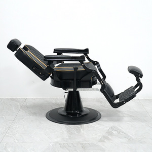 Silla de Peluquería Profesional Personalizada, Duradera, Negra y Dorada, Silla de Barbero Vintage de Lujo para Peluquería, Silla para Hombre - Product Image 5