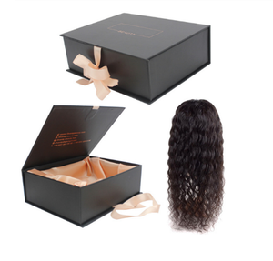 Wholesale Custom Logo Luxury Magnetic Lid Cardboard Black Paper Gift Box For Wig Hair Box