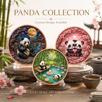 Pièce de monnaie Panda Lovers en cuivre fin 999 de 1 oz, haute définition, peinte aux UV, finition effet proof, cadeau pour les passionnés d'animaux