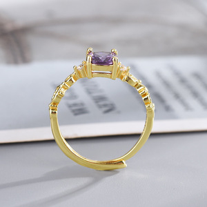 Exquisitos Anillos <span class=keywords><strong>de</strong></span> Cobre con Gema Púrpura para Mujer, Anillos <span class=keywords><strong>de</strong></span> Dedo Modernos para Chicas, Regalos <span class=keywords><strong>de</strong></span> Joyería - Product Image 2