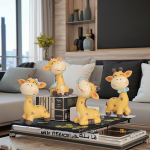 Giraffa in resina moderna piccoli ornamenti creativi decorazioni per la casa per soggiorno/ufficio/Desktop graziosi regali di anniversario di guarigione per le donne - Product Image 6