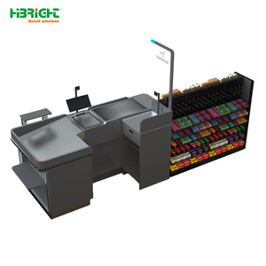 Mostrador de Caja Moderno para Supermercado con Cinta Transportadora, Escritorio para Cajero, Soporte de Acero para Caja Registradora para Tiendas de Abarrotes y Comercio Minorista - Product Image 2