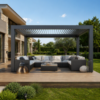 Abri de barbecue moderne incurvé 24x15m avec structure métallique, couverture imperméable pour patio, jardin, gazebo de jardin, terrasse