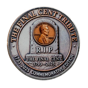 Stock PANBO merk vergulde ijzeren herdenkingsmunt 2025 laatste uitgave Philadelphia Mint RIP eerbetoon element slogan 3D aangepast ontwerp - Product Image 3