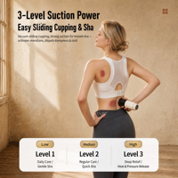 Masseur à ventouses électrique, appareil Gua Sha, aspiration sous vide, chauffage intelligent, rechargeable, 3 ventouses, relaxation corporelle, certifié CE
