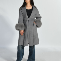 Manteau long en laine d'alpaga double face avec ceinture, élégant, sur mesure, vente en gros, automne-hiver, femme, décontracté, long manteau en laine