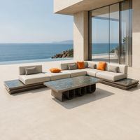 Ensemble de canapés modulaires de qualité commerciale pour patio, résistant à l'eau, avec sièges profonds, table basse en marbre, mobilier pour hôtel et complexe hôtelier