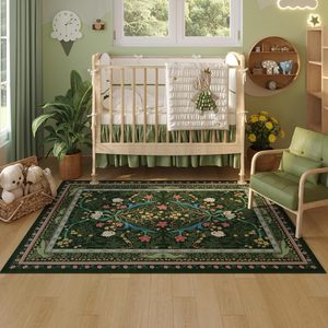 Không trượt phòng ngủ thảm có thể giặt Cổ điển Hoa thực vật khu vực Thảm thấp đống đầu giường nhà bếp lối vào phòng trẻ em thảm - Product Image 5