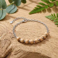 Ensemble de bijoux en acier inoxydable 316L de qualité supérieure et en bois naturel, pendentif rond, collier, boucles d'oreilles, bague, personnalisable OEM ODM, minimaliste, pour cadeau