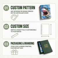 Cuadernos Espirales con Cubierta de Papel/PP Lenticular 3D, Tamaño A5/A6, 80 Hojas, Diseños Personalizados al por Mayor para Promoción