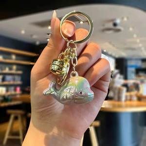 Electroplated Acrylic Dolphin Keychain Colorful Pendant Cute <b>Bag</b> <b>Charm</b> with Bell for Students - Product Image 6