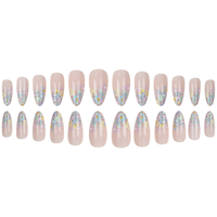 Faux Ongles à Presser Amande Pastel Floral Printemps 2026 – Vente en Gros Usine, Lot de 24 Pièces Réutilisables en ABS, Couverture Complète