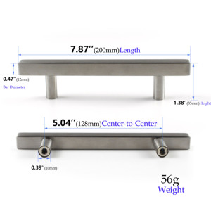 Modern Square Stainless Steel T Bar Furniture Handle for Kitchen Cabinet and Drawer <strong>Door</strong> Pulls - Product Image 2