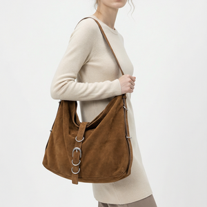 Bolsa de Ombro Feminina de Alta Qualidade Personalizada OEM Fabricante Moda em Couro Genuine e Camurça para Mulheres - Product Image 1