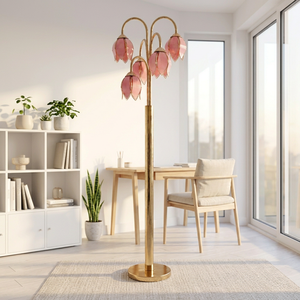 Regalo Sentimental para Esposa: Lámpara Romántica de Cristal Rosa con Pétalos sobre Base Dorada - Product Image 3