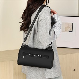 Y Z N Cylindrical Crossbody <b>Bag</b> <b>Black</b> Large Capacity Zipper Closure Everyday Women's Shoulder <b>Bag</b> Portable Outdoor Use - Product Image 1