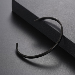 Cuff Bracelet <b>Black</b> <b>Titanium</b> Steel C Shaped Open Unisex Jewelry CZ045 - Product Image 3