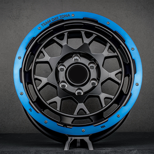 Estructura de Rueda Forjada 4X4 de 17 y 18 Pulgadas, Totalmente en Satinado u Otro Color Personalizado con Borde Delantero Pintado en Azul - Product Image 1