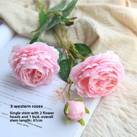 Bunga Peony Sutra Grosir Lintas Negara untuk Dekorasi Ruang Tamu, Buket Simulasi Warna Pink dari Cina