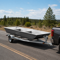 Bateau en aluminium stable de 10 pieds, 12 pieds, 14 pieds, 16 pieds - Bateau de pêche à fond plat, eaux peu profondes, 3 à 6 personnes, léger, moteur en option