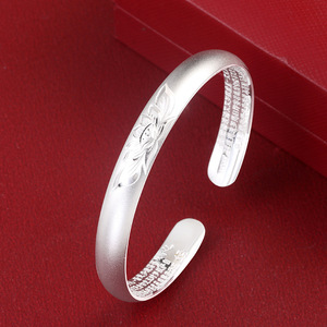 Lucky Healthy Sliver 999 lujo budista <span class=keywords><strong>loto</strong></span> tallado <span class=keywords><strong>Sutra</strong></span> diseño abierto Ajustable pulsera brazalete joyería para mujer regalo - Product Image 6