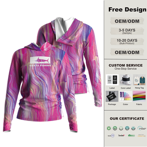 Ingrosso Set da Pesca da Donna con Design a Sublimazione UPF 50, Asciugatura Rapida, Magliette da Pesca con Cappuccio a Collo Alto e Stile Streetwear - Product Image 1