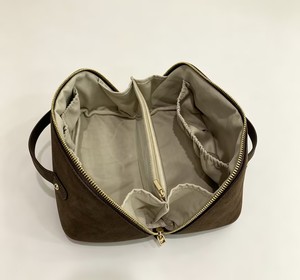 New Design Suede Fabric Cosmetic <b>Bag</b> Foil Gold Logo <b>Makeup</b> <b>Bag</b> for Women <b>Large</b> Capacity <b>Makeup</b> <b>Bag</b> with Dividers - Product Image 3
