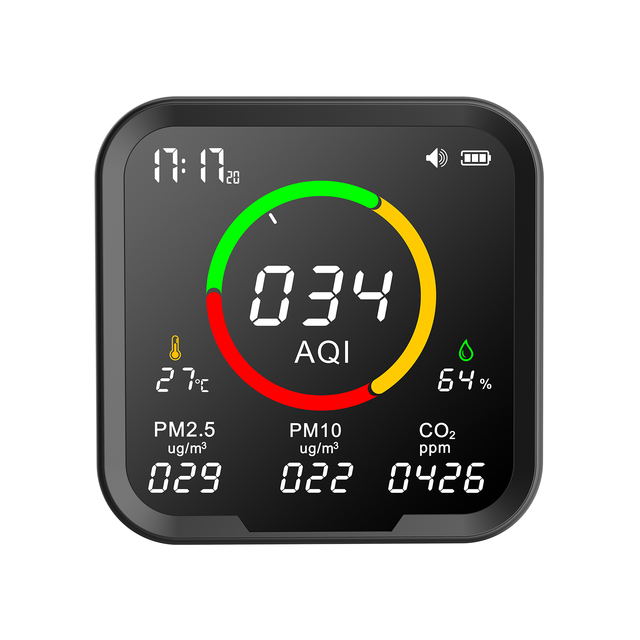 Multi-function Indoor Environmental Air Quality Detector  PM2.5 PM10  CO2 Indoor air Quality Monitor