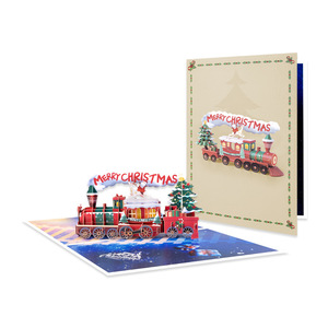 Biglietto d'Auguri 3D Pop-up 'Buone Feste' con Scena Natalizia e Pinguino, Vendita all'Ingrosso - Product Image 3