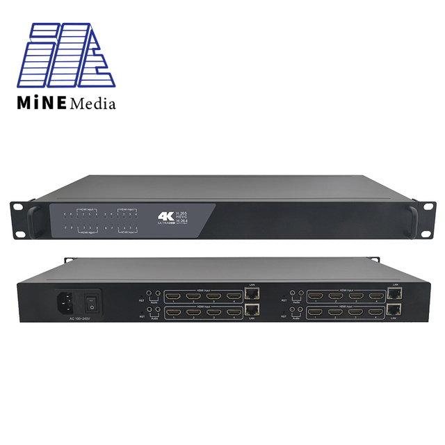 1U Rack-mounted 16 Channel 4K RTMP HDMI HEVC H.265 iptv hd Live Broadcasting Streaming Video Encoder Hardware