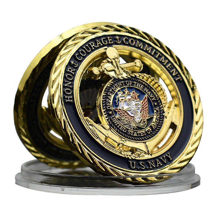 Pentagon Challenge Coin - Gold-Plated Military Collectible For Veterans, Army, Navy, Marines, Air Force, Space Force