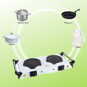 2燃烧器手柄白色双固体电加热器炉子热板 - Product Image 4