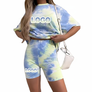 Conjunto de Yoga personalizado, Conjunto de camiseta transpirable de gran tamaño, banda de cintura elástica, sólido, informal, de talla grande, de motorista, de dos piezas para mujeres y niñas - Product Image 1