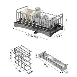 فوق حوض تجفيف الأطباق ، رف تخزين أحادي الطور من الفولاذ المقاوم للصدأ مع رف أطباق - Product Image 5