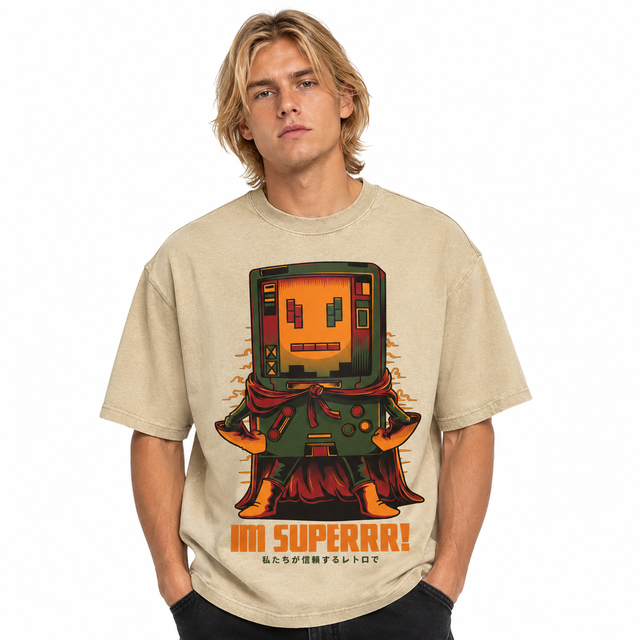 320gsm Heavy Cotton Oversized T Shirt Cream Label Style Retro Graphic Print Heat Transfer Print Custom Logo OEM ODM Wholesale