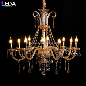 LEDA Luxury Event Birthday <b>Ceiling</b> <b>Decor</b> Glass Chandelier Gold 10-Arm Chandelier with Warm-Tone Lights for <b>Wedding</b> - Product Image 1