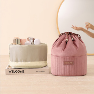 Drawstring <b>Makeup</b> Bag Pink Portable Cosmetic Storage <b>Case</b> For Travel And Daily Use - Product Image 2
