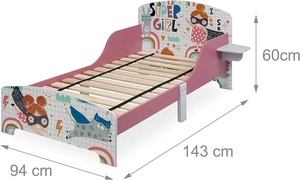 Cama para Niños Pequeños Toffy & Friends con Estante, Protección Anticaídas, Estructura de Listones, Diseño de Superhéroe, MDF, Multicolor - Product Image 3
