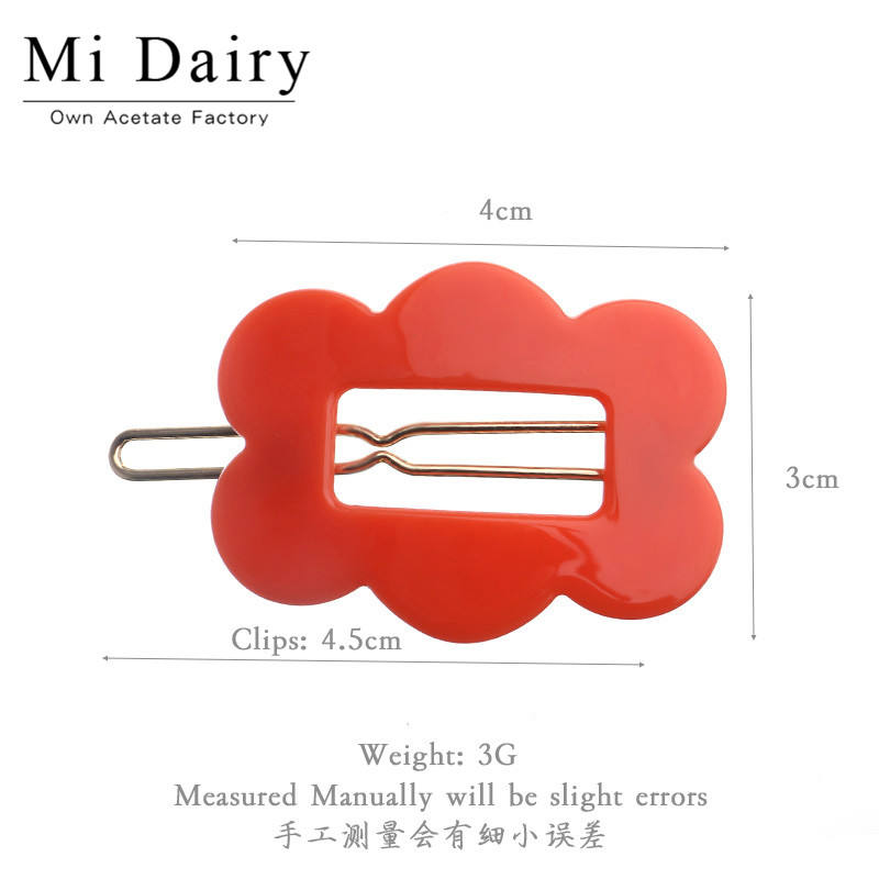 MiDairy Factory Supplies INS HOT SALE Acrylic Fashion Fancy Flow Shaped Hair Clips Accessories for Kids Girls