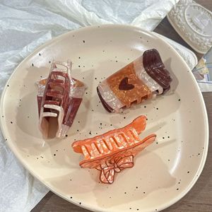 Pinza para el pelo de acetato con diseño de taza de café estilo retro de dibujos animados, creativa y personalizable, con forma de croissant - Product Image 4